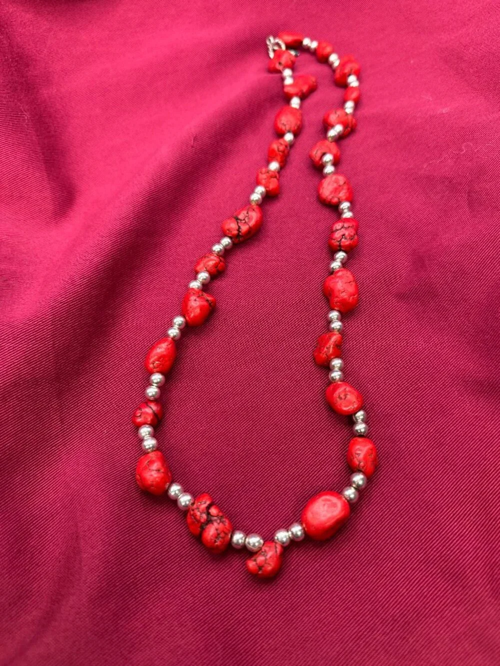 Red Nugget Natural Stone Necklace